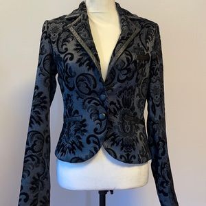 Marciano, jacquard jacket, leather trimmed and leather buttons, size 6